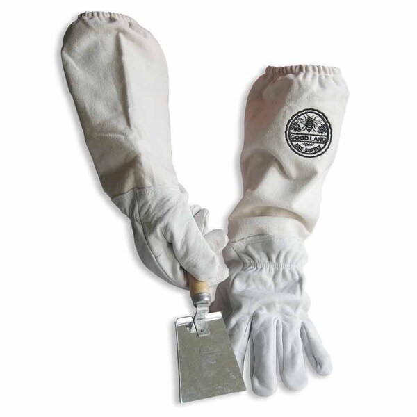 Good Land Bee Supply Sheep Skin Beekeeping Gloves with Canvas Sleeves - Small & Honey Extracting Trowel Scraper / Shovel GL-GLV-SHVL-SM - main